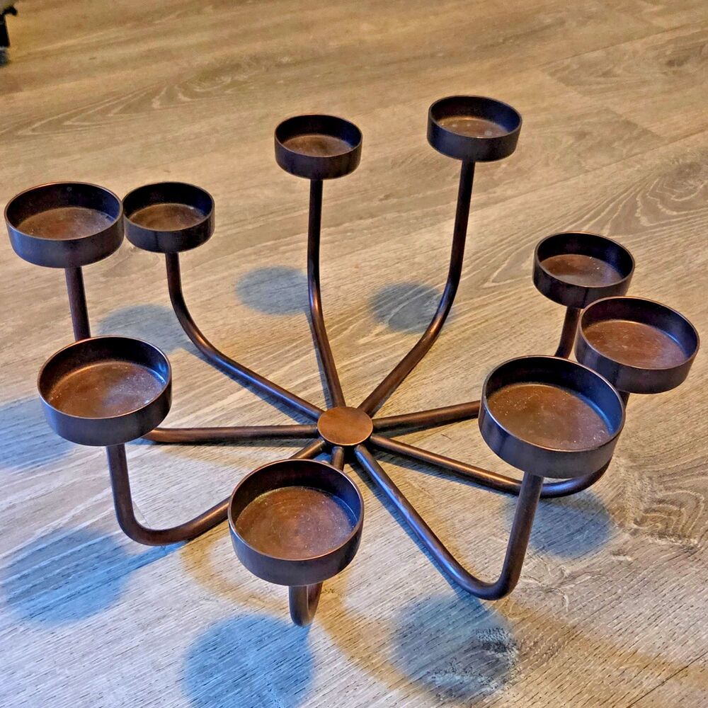 Vintage Pottery Barn Starburst Candelabra - 9 Arm Bronze Metal Candle Holder